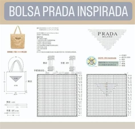 bolsa de crochê prada gráfico